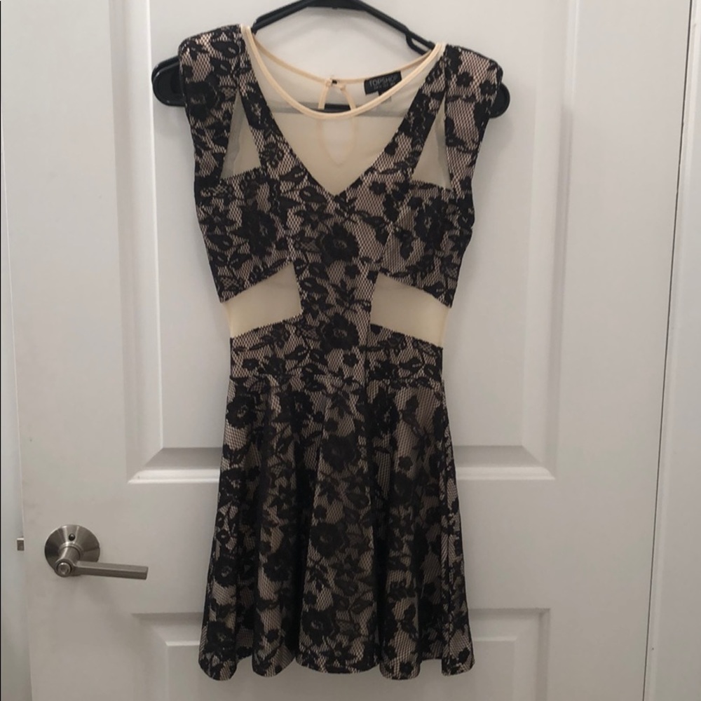 Floral dress with sheer cut outs
